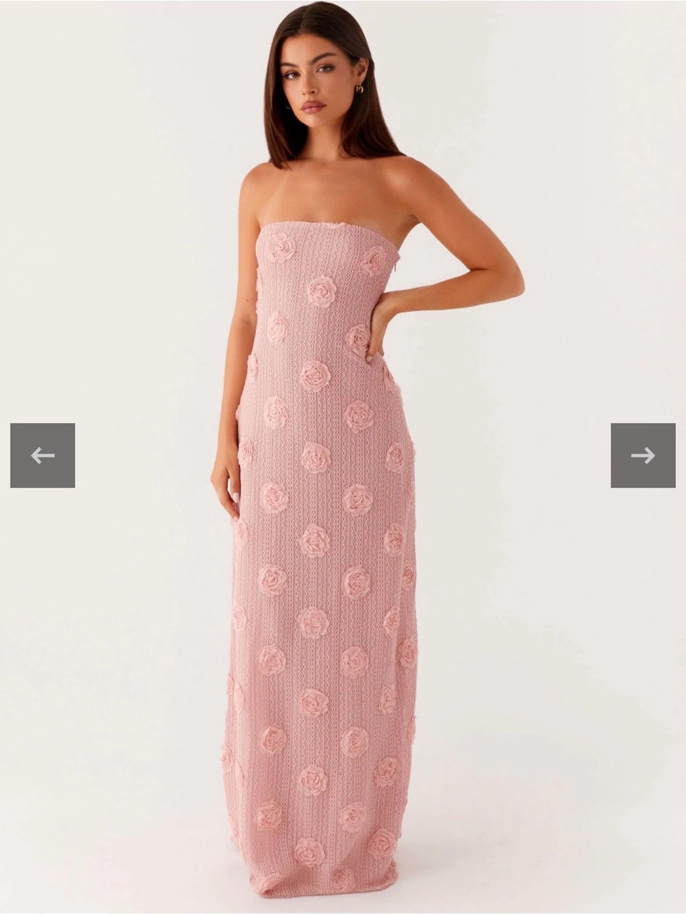 Peppermayo Blush Pink Strapless Floral Maxi Dress